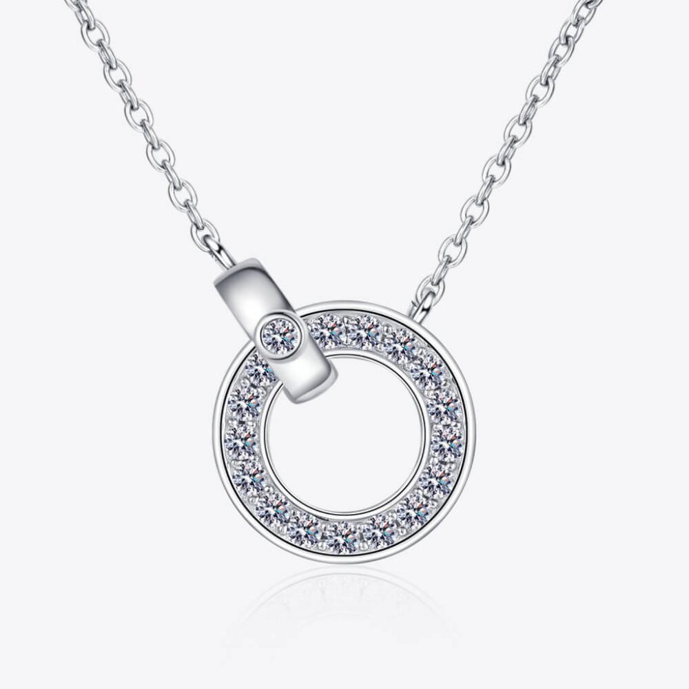 Moissanite Pendant Rhodium-Plated Necklace For Women